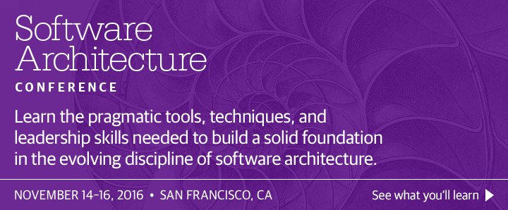 O'Reilly Software Architecture Conference in San Francisco, CA, November 14-16, 2016. See what you'll learn.