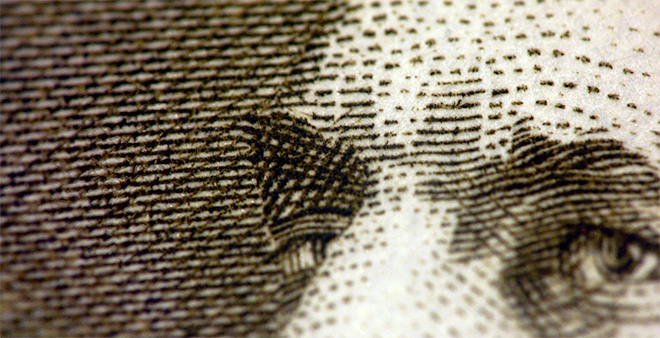paper money - extreme close up of the president's eyes