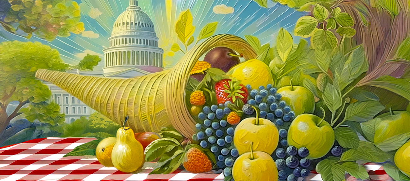 a summertime cornucopia with the US Capitol building in the background