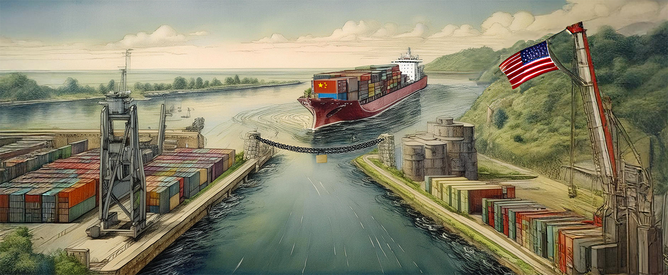 A Chinese container ship is blocked from entering a US seaport