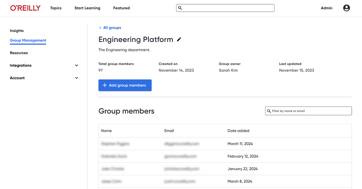 Screenshot of Group Management