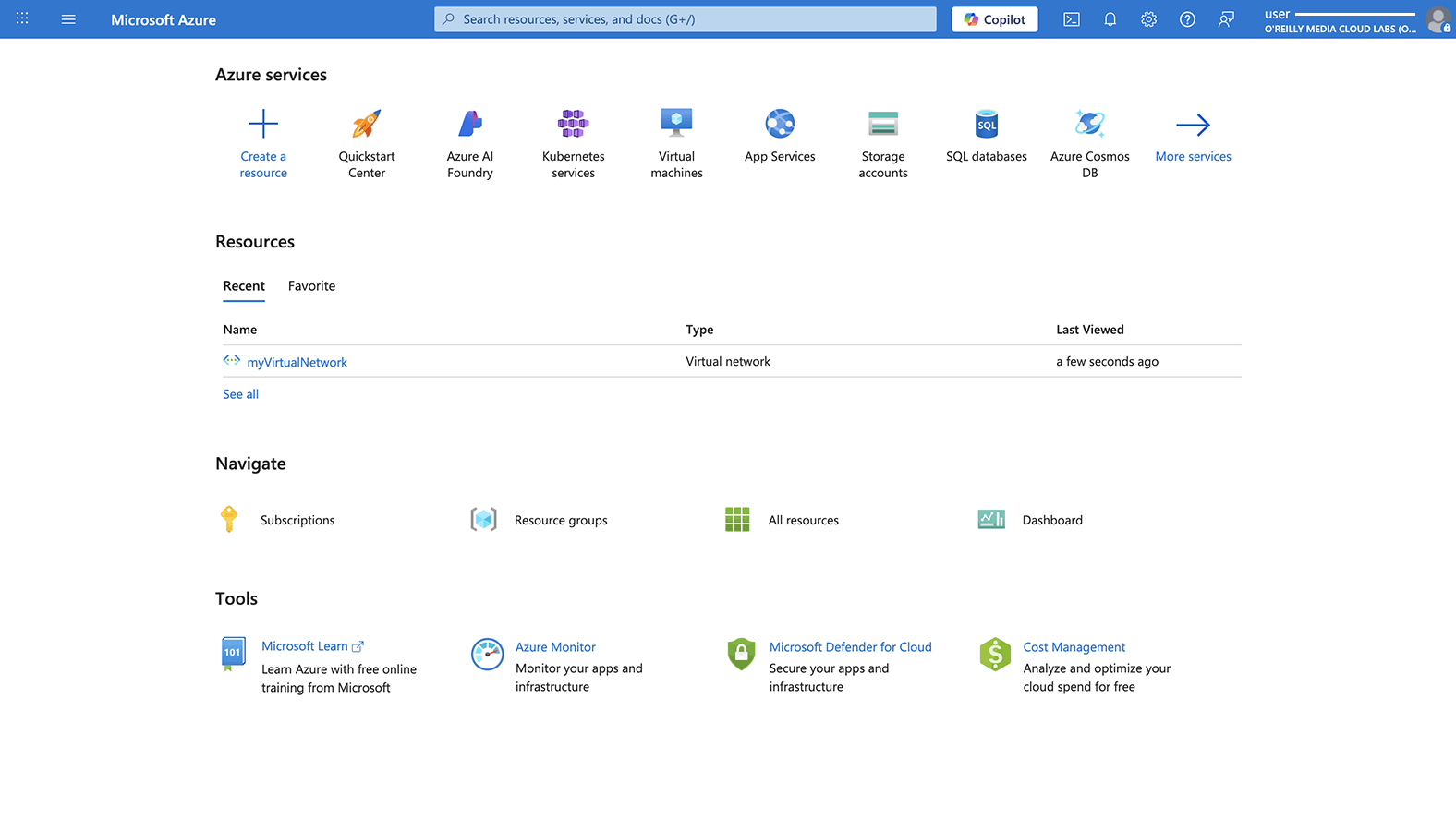 Microsoft Azure screenshot
