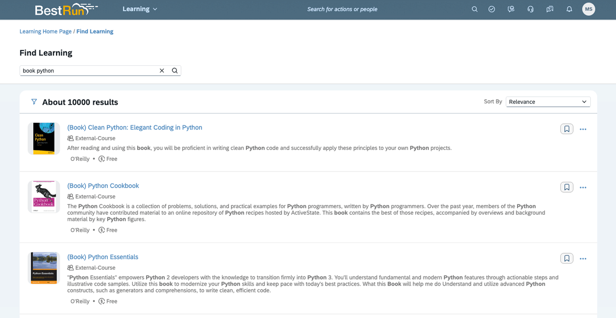Screenshot of SuccessFactors content step 2