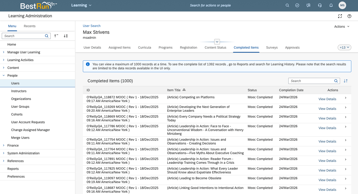 Screenshot of SuccessFactors reporting step 2