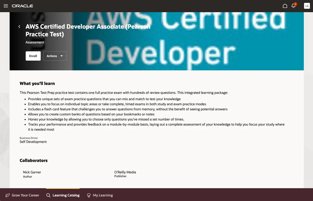 Screenshot of certification practice tests step 2