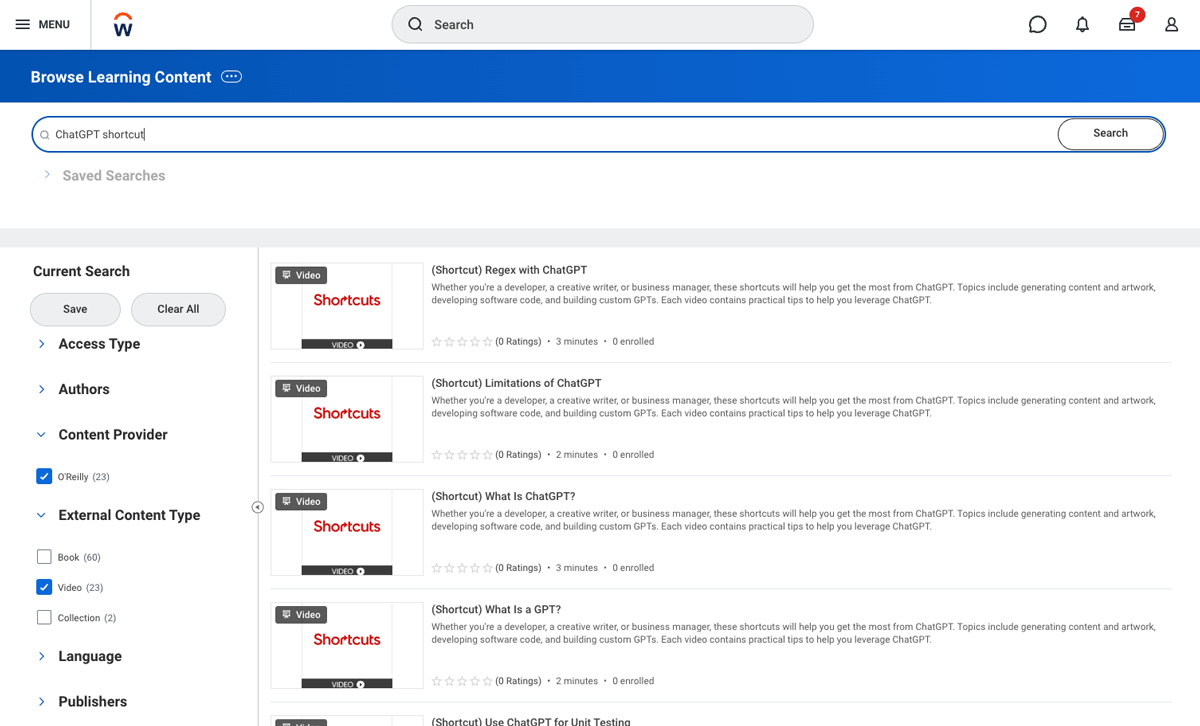 Screenshot of articles & shortcuts step 2