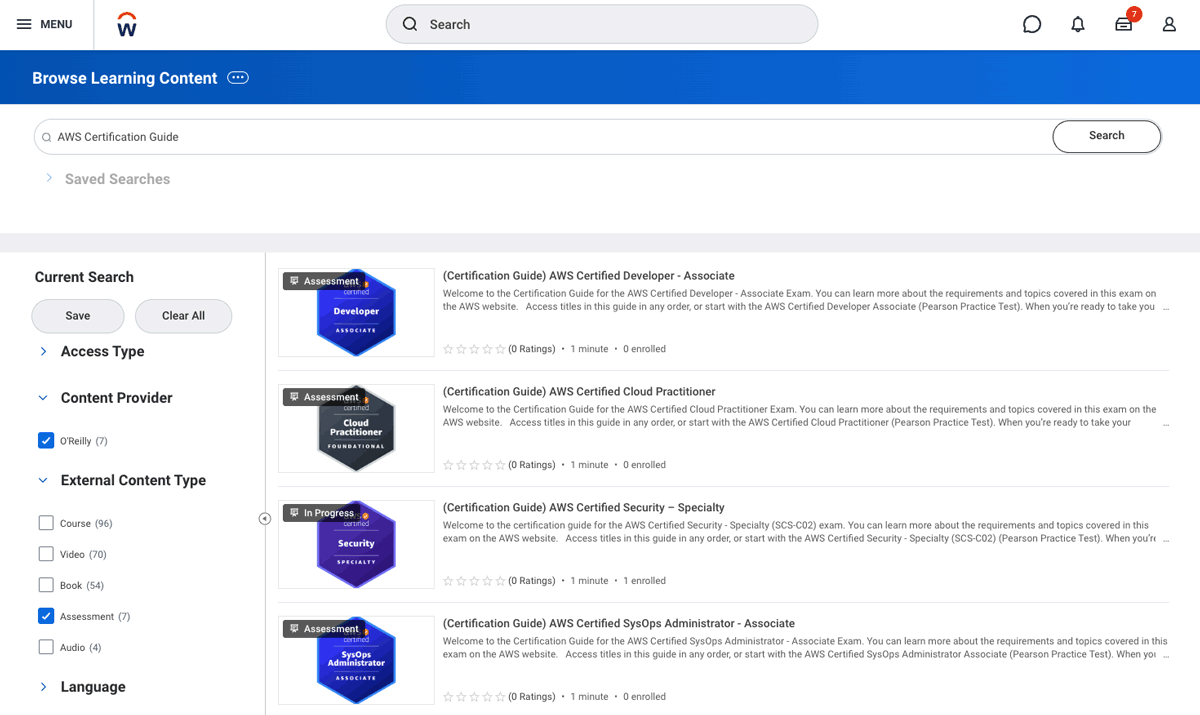 Screenshot of certification guides step 1
