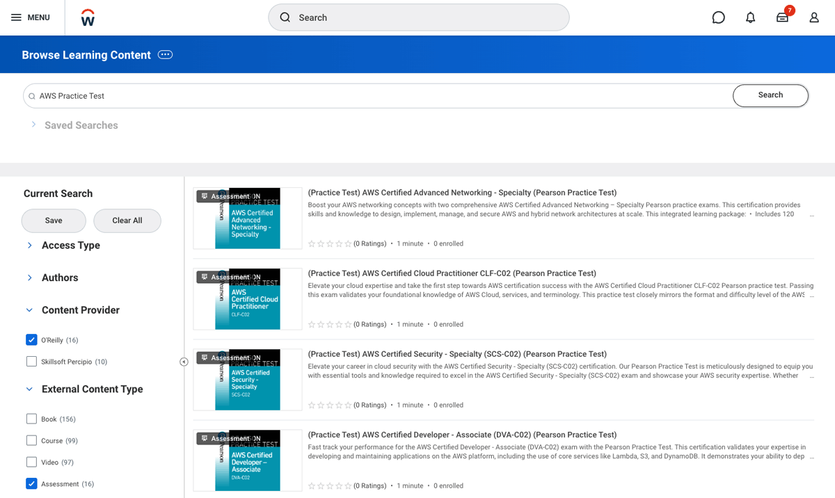 Screenshot of certification practice tests step 1