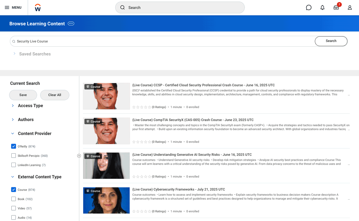 Screenshot of live events step 1