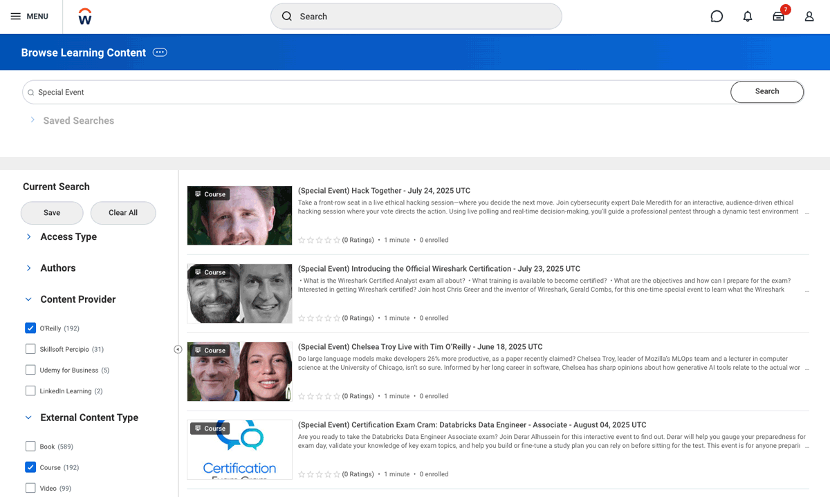 Screenshot of live events step 3