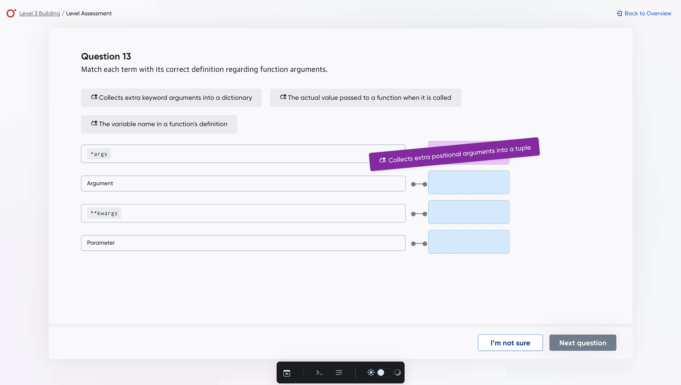 Verifiable skills quiz